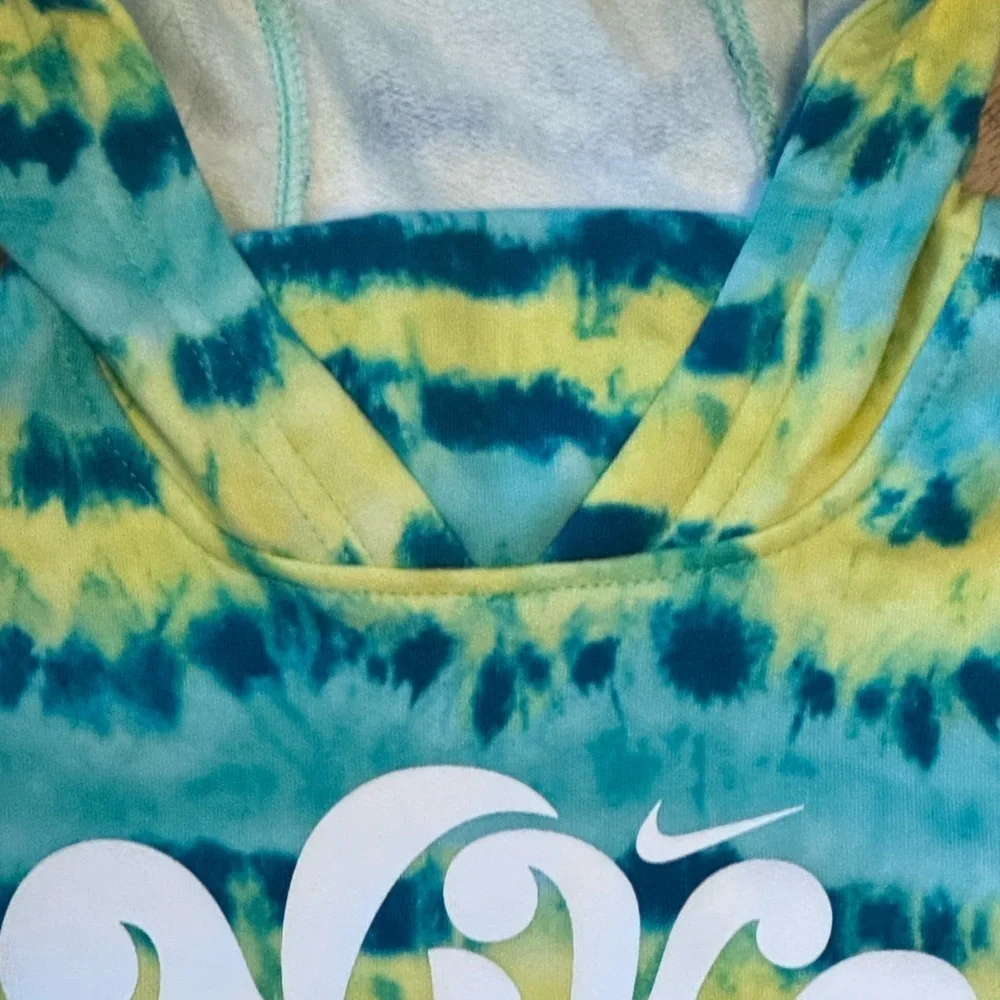 Nike Tie Dye Club Fleece Hoodie Blue Yellow Youth Small Pullover